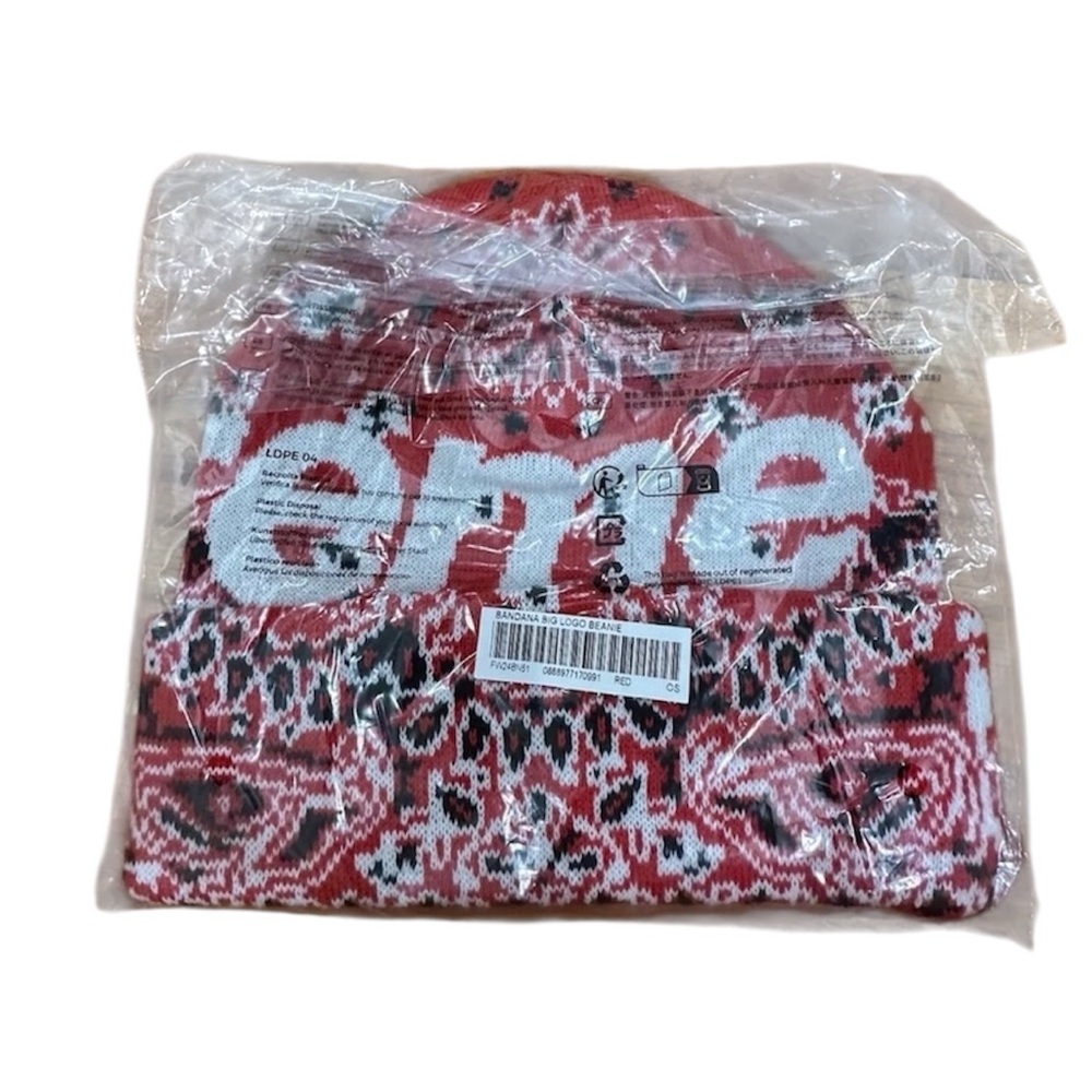 Supreme Big Logo Beanie Red Bandanna FW24 OS New - Picture 4 of 4